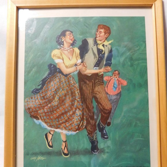 Argosy Square Dancing Couples Framed Art Prints Casey Jones Vintage - Picture 4 of 14